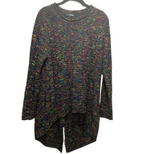 Creation Womens Rainbow High Low Long Sleeve Wool Blend Sweater S Warm Cozy